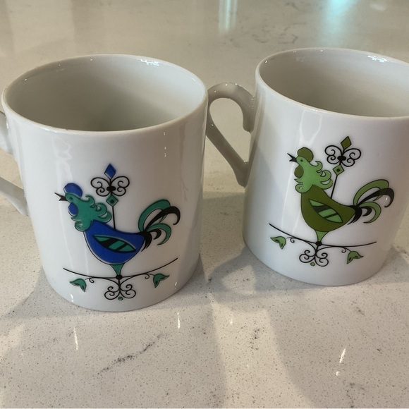 Vintage “60’s” MCM Rooster Weathervane Edwin Knowles 2- Mugs Great Condition. - Picture 3 of 6